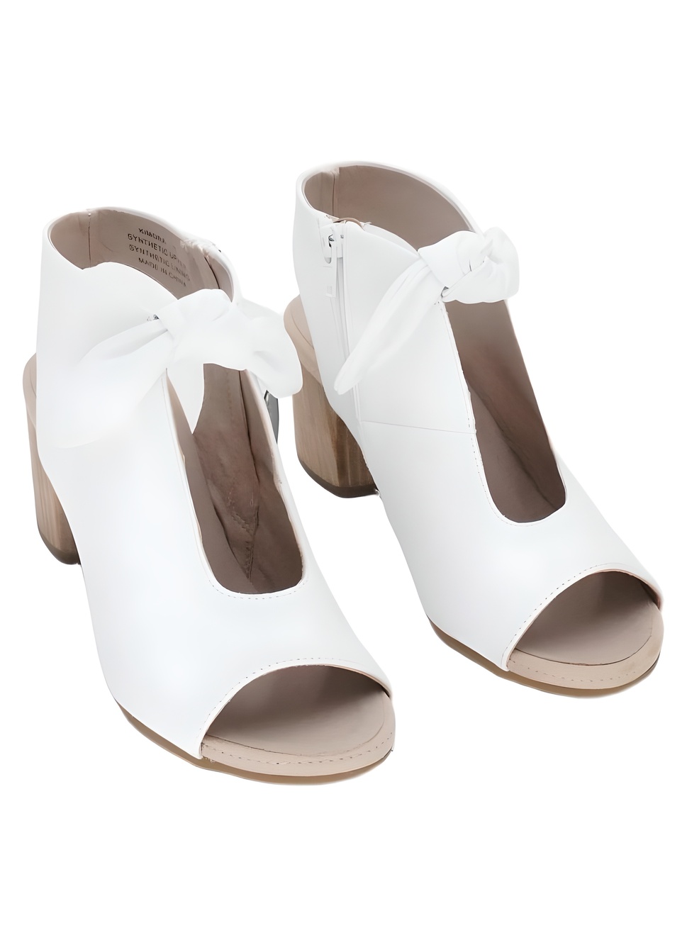 GC Shoes Womens Kimora White Peep Toe Knot 2.5 Block Heel Sandals Size 8